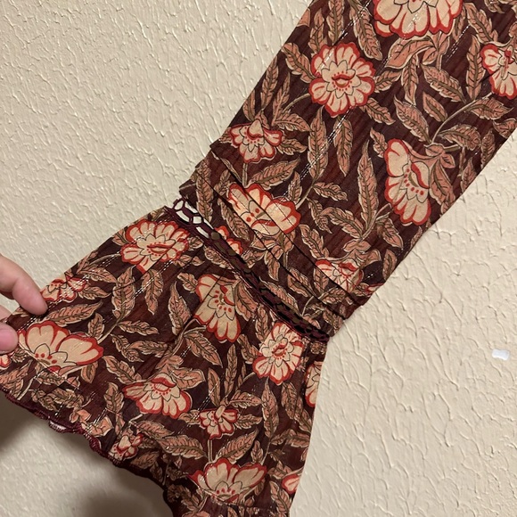 Soft Surroundings Floral Tunic Top Boho Size Medium Flute Sleeves - Picture 3 of 7